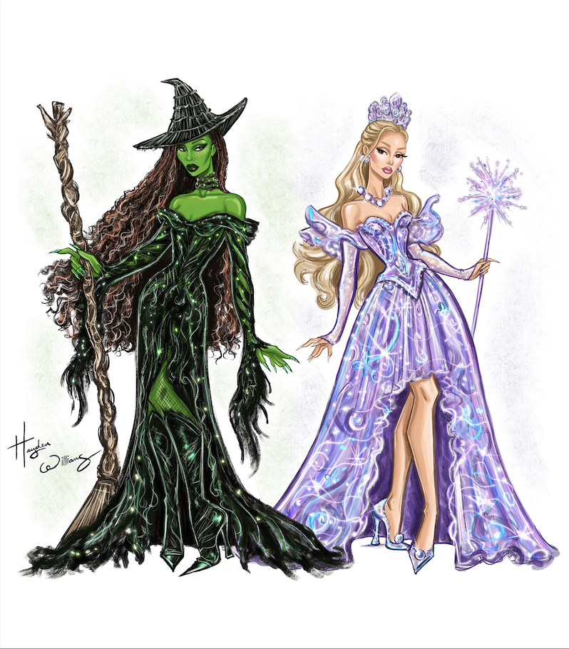 Wicked x Hayden Williams Illustrated Print - Elphaba and Glinda